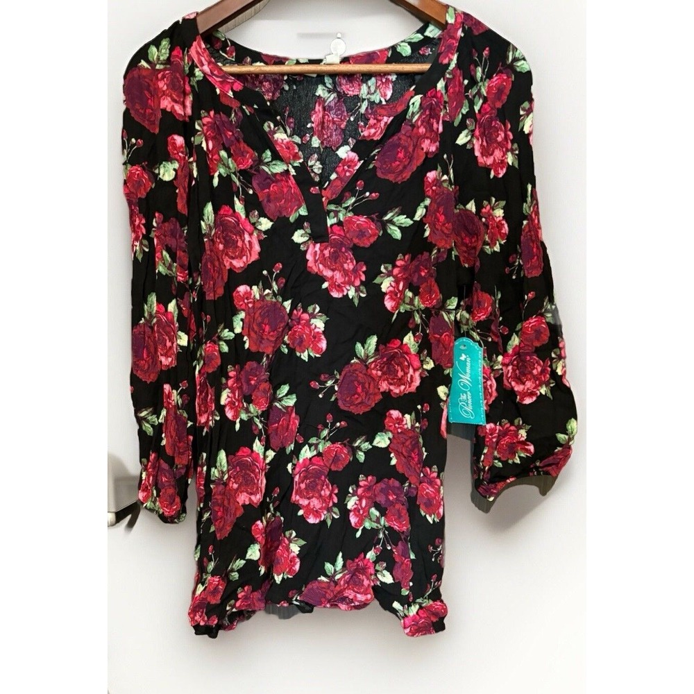 The Pioneer Woman Blouse MEDIUM Gauzy Floral‎ Pullover 3/4 Sleeve Cottage New